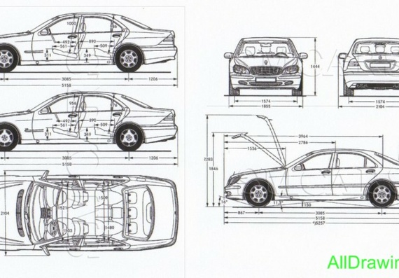 Mercedes-Benz S-Class (Mercedes-Benz C-Class) - drawings (figures) of the car